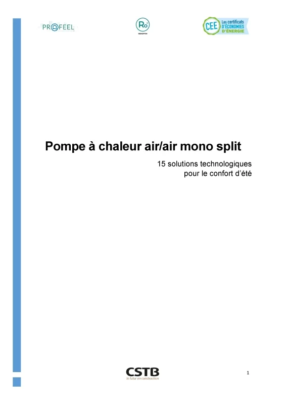 Pompe à chaleur air-air mono split | Fiche solution technologique pour le confort d’été de PROFEEL - Page 1