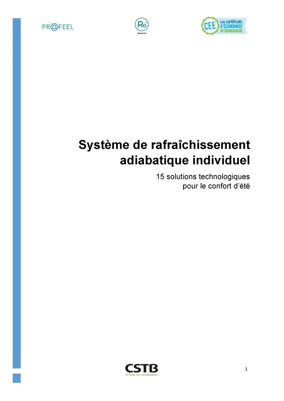 Système de rafraîchissement adiabatique individuel | Fiche solution technologique pour le confort d’été de PROFEEL - Page 1 Système de rafraîchissement adiabatique individuel | Fiche solution technologique pour le confort d’été de PROFEEL - Page 1