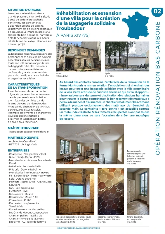 Le réemploi en rénovation bas carbone – opération exemple : Bagagerie solidaire Troubadour de PROFEEL - Page 1
